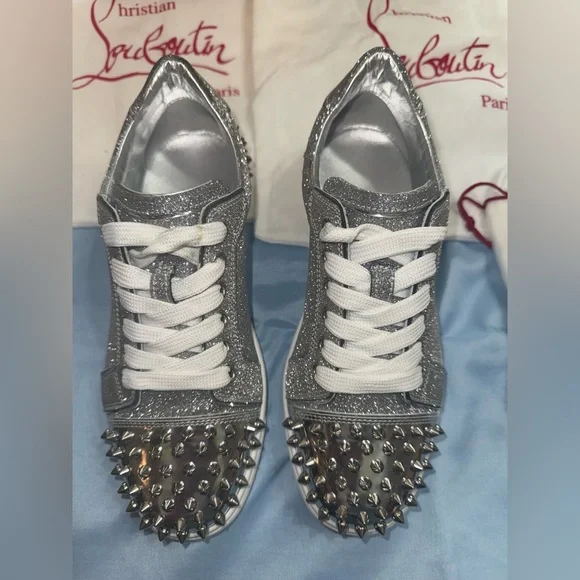 Christian Louboutin Silver Glitter Sneakers - Picture 7 of 8
